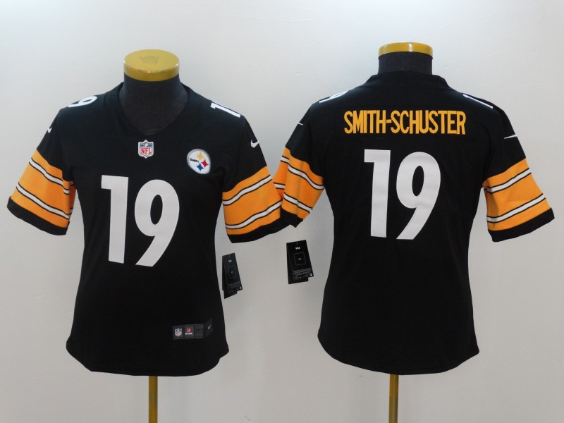 Women Pittsburgh Steelers #19 Smith-Schuster Black Nike Vapor Untouchable Limited NFL Jerseys->women nfl jersey->Women Jersey